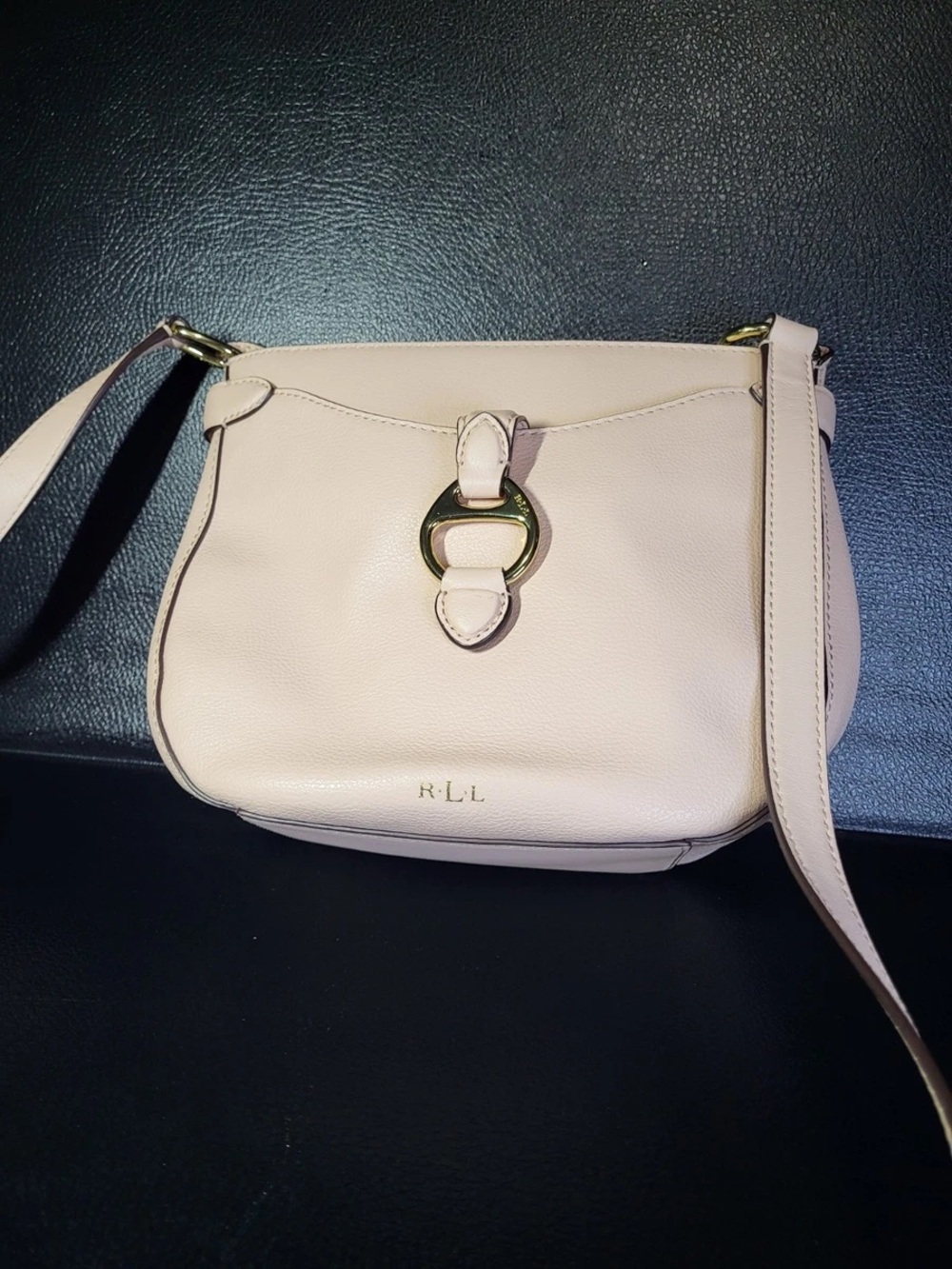 Lauren Ralph Lauren White Leather Crossbody Bag Gold Hardware